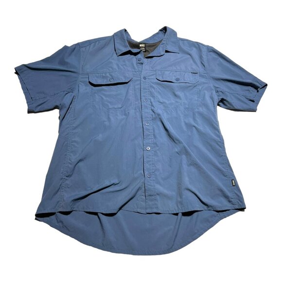 REI Blue Button Front Shirt Size XL - Picture 6 of 6